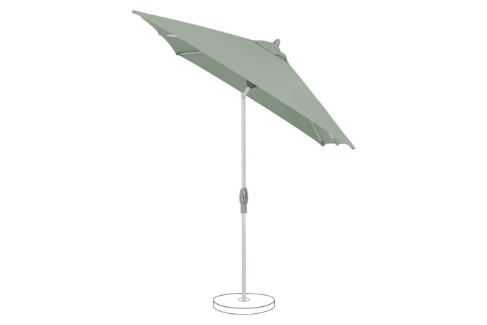 parasol avec manivelle Shell turn rectangle frost green 023 incliné à droite