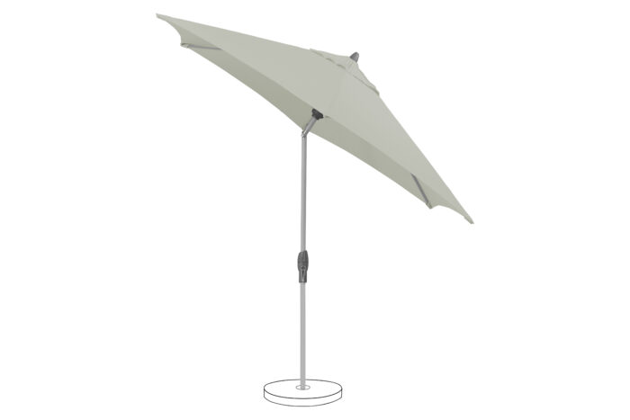 parasol avec manivelle Shell turn rectangle light grey 013 incliné à droite