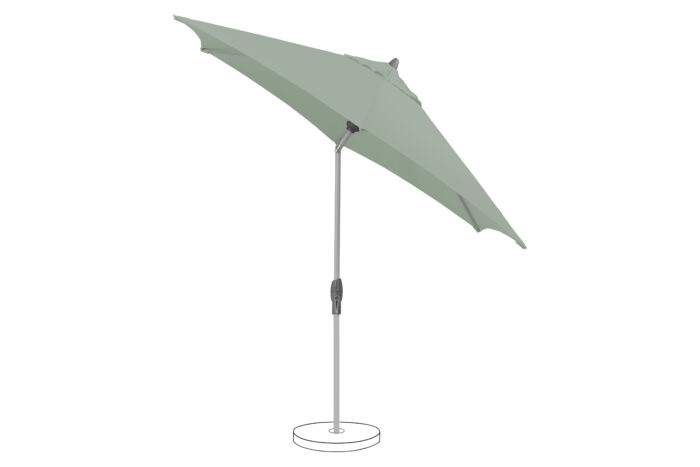 parasol avec manivelle Shell turn rond frost green 023 incliné à droite