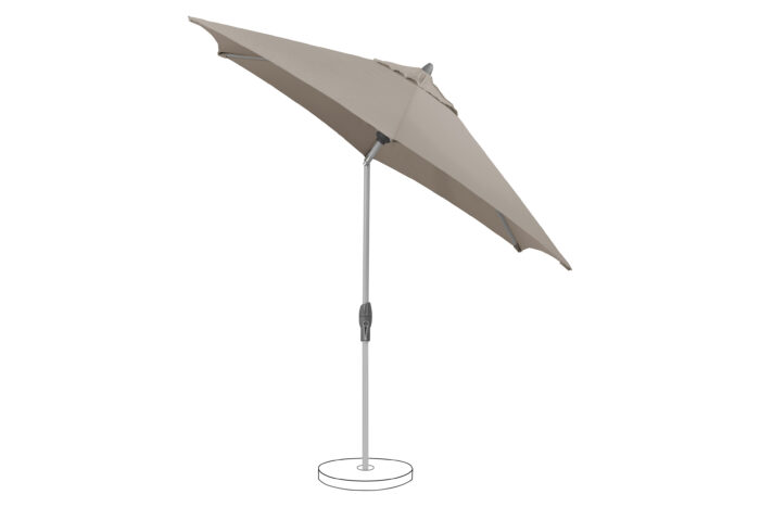 parasol avec manivelle Shell turn rond light taupe 053 incliné à droite