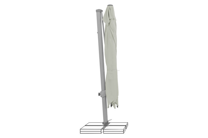 parasol déporté inclinable varioflex light grey 013 plié