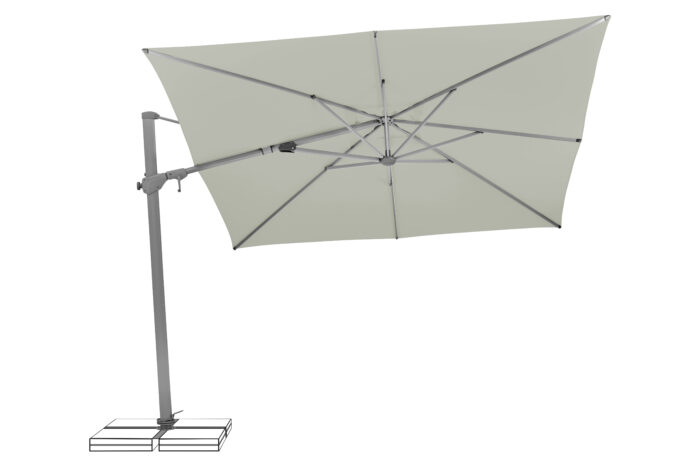 parasol déporté inclinable varioflex light grey 013 incliné à gauche