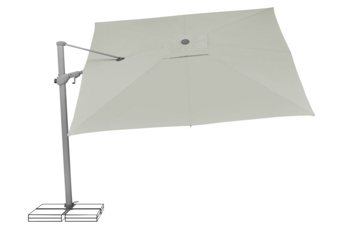 parasol déporté inclinable varioflex light grey 013 incliné à droite