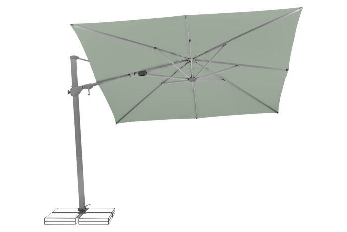 parasol déporté inclinable varioflex frost green 023 incliné à gauche