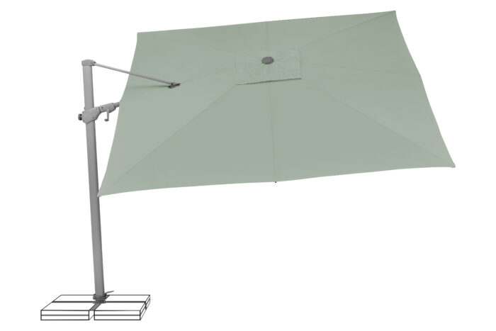 parasol déporté inclinable varioflex frost green 023 incliné à droite