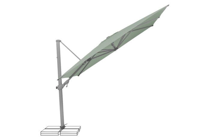 parasol déporté inclinable varioflex frost green 023 incliné