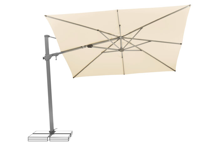 parasol déporté inclinable varioflex ecru 040 incliné à gauche