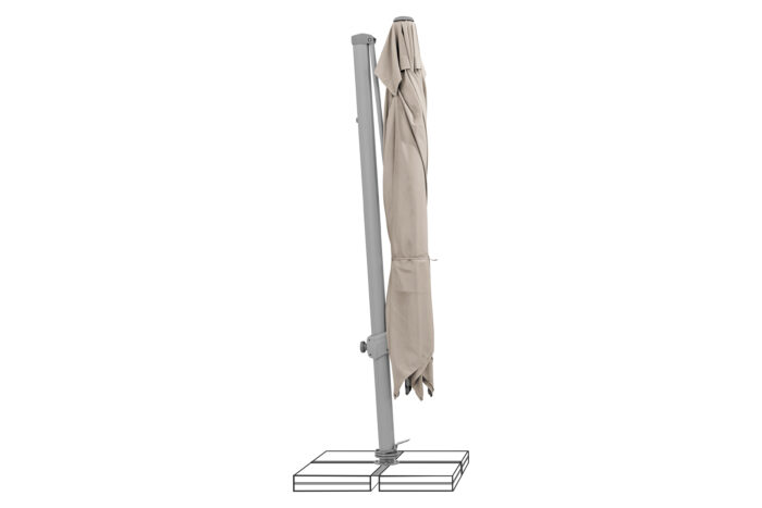 parasol déporté inclinable varioflex light taupe 053 plié