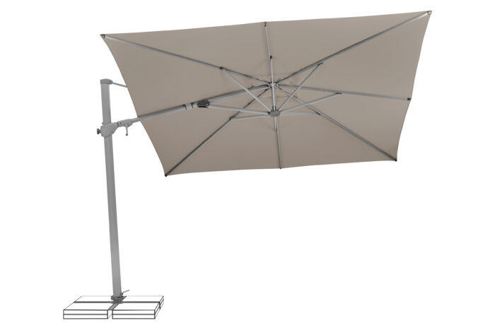 parasol déporté inclinable varioflex light taupe 053 incliné à gauche