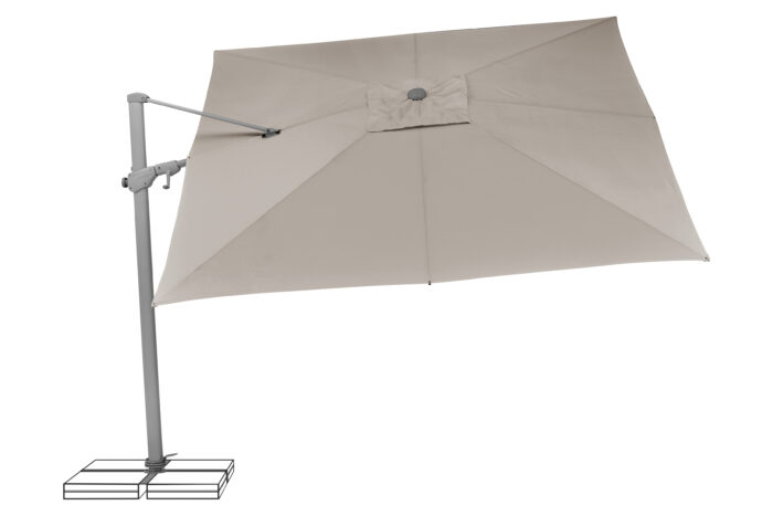 parasol déporté inclinable varioflex light taupe 053 incliné à droite