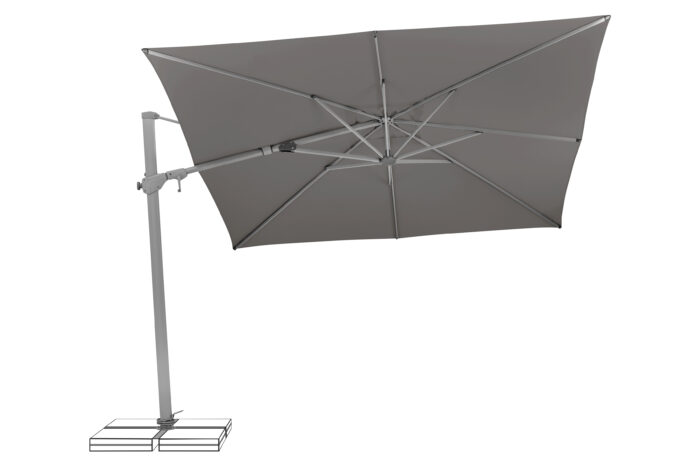 parasol déporté inclinable varioflex stone grey 057 incliné à gauche