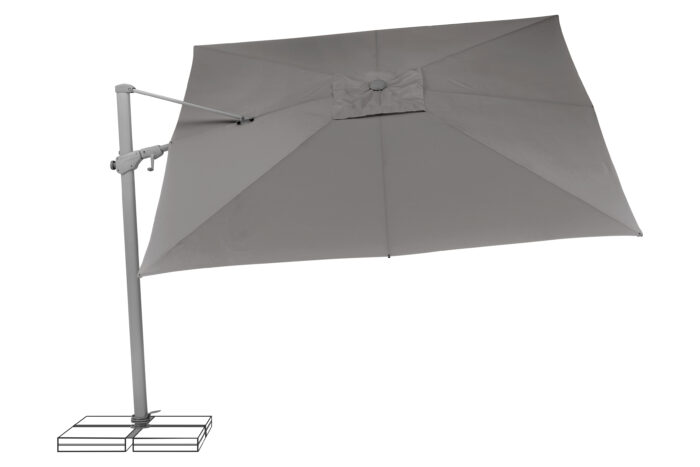 parasol déporté inclinable varioflex stone grey 057 incliné à droite