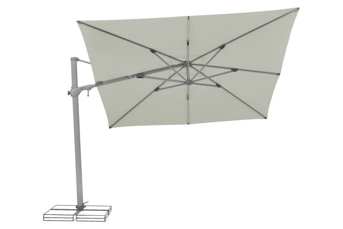 parasol déporté LED varioflex solar light grey 013 penché à gauche éteint
