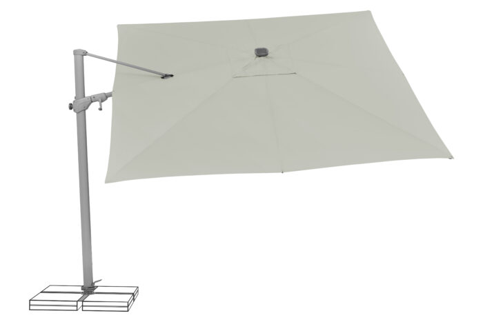 parasol déporté LED varioflex solar light grey 013 penché à droite
