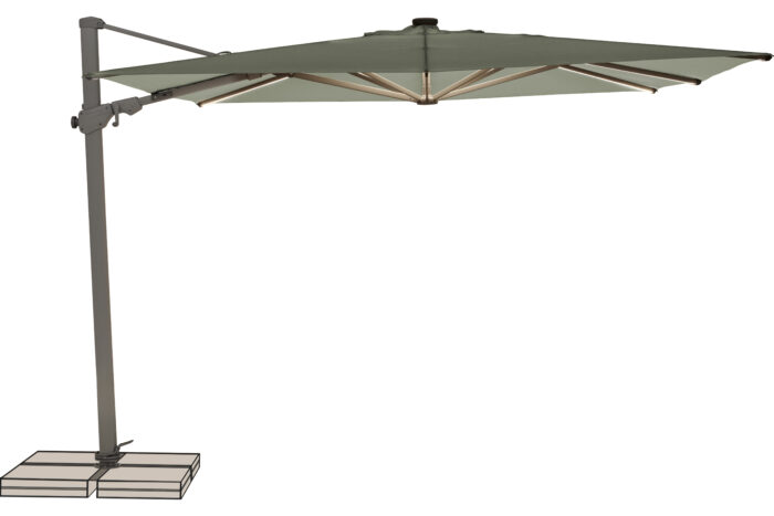 parasol déporté LED varioflex solar light grey 013 vue principale allumé