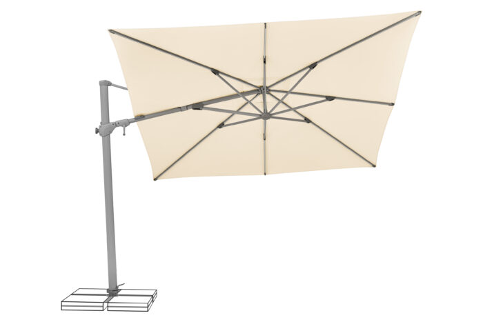 parasol déporté LED varioflex solar light ecru 040 penché à gauche éteint