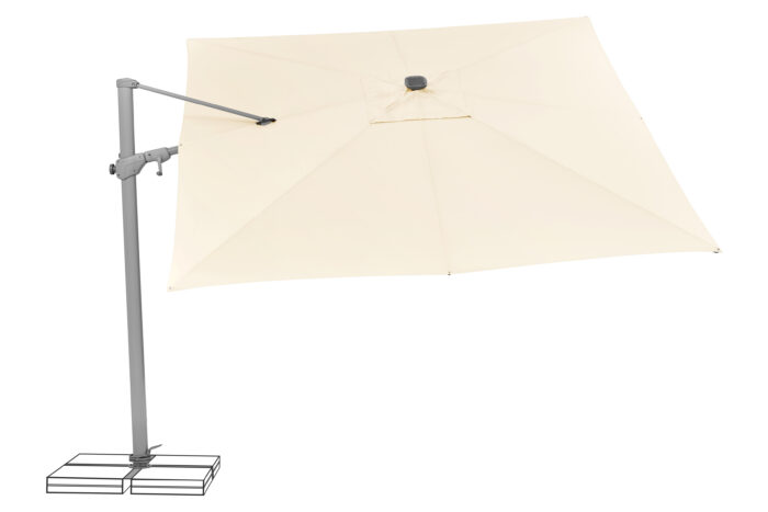 parasol déporté LED varioflex solar light ecru 040 penché à droite