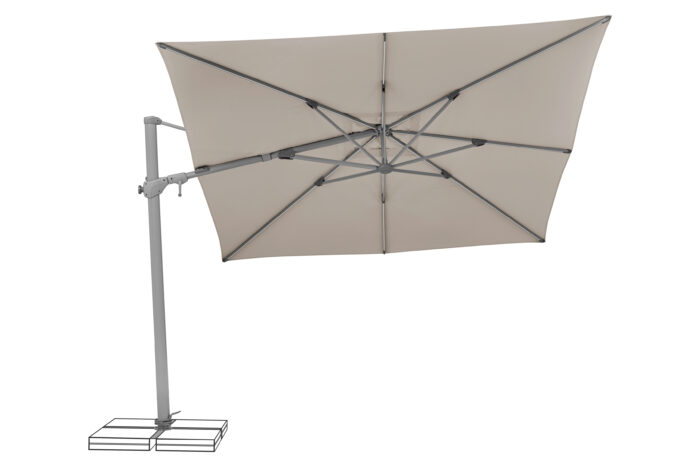 parasol déporté LED varioflex solar light taupe 053 penché à gauche éteint