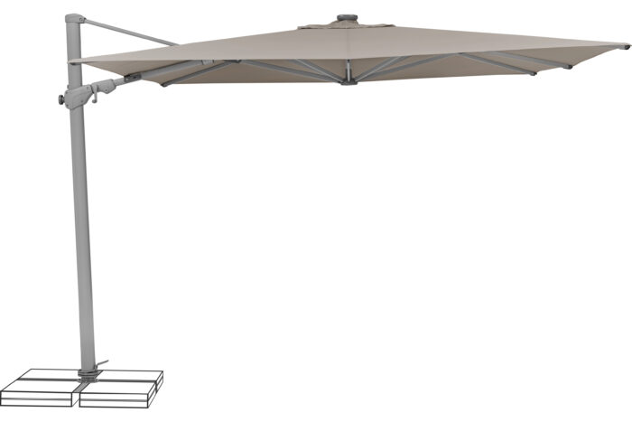 parasol déporté LED varioflex solar light taupe 053 vue principale éteint fond blanc