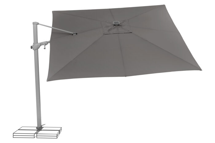 parasol déporté LED varioflex solar stone grey 057 penché à droite