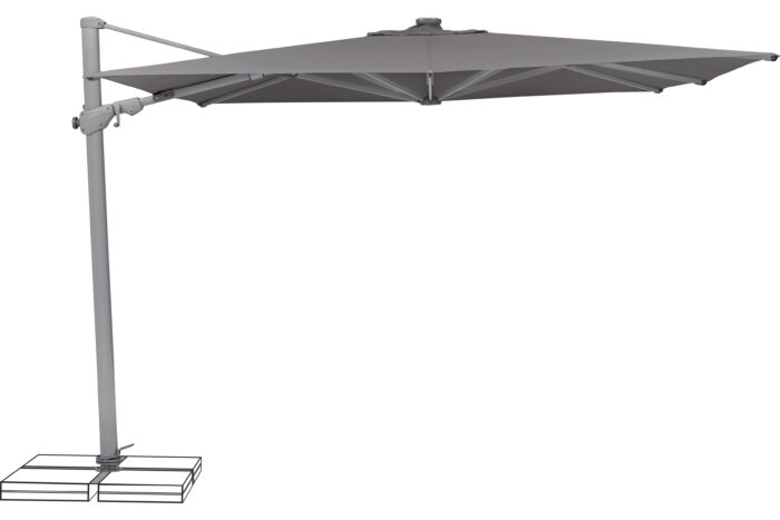 parasol déporté LED varioflex solar stone grey 057 vue principale éteint fond blanc