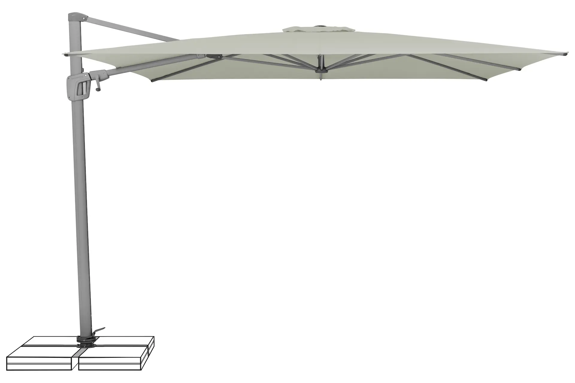 Parasol déporté aluminium Sunflex 013 Light Grey ouvert