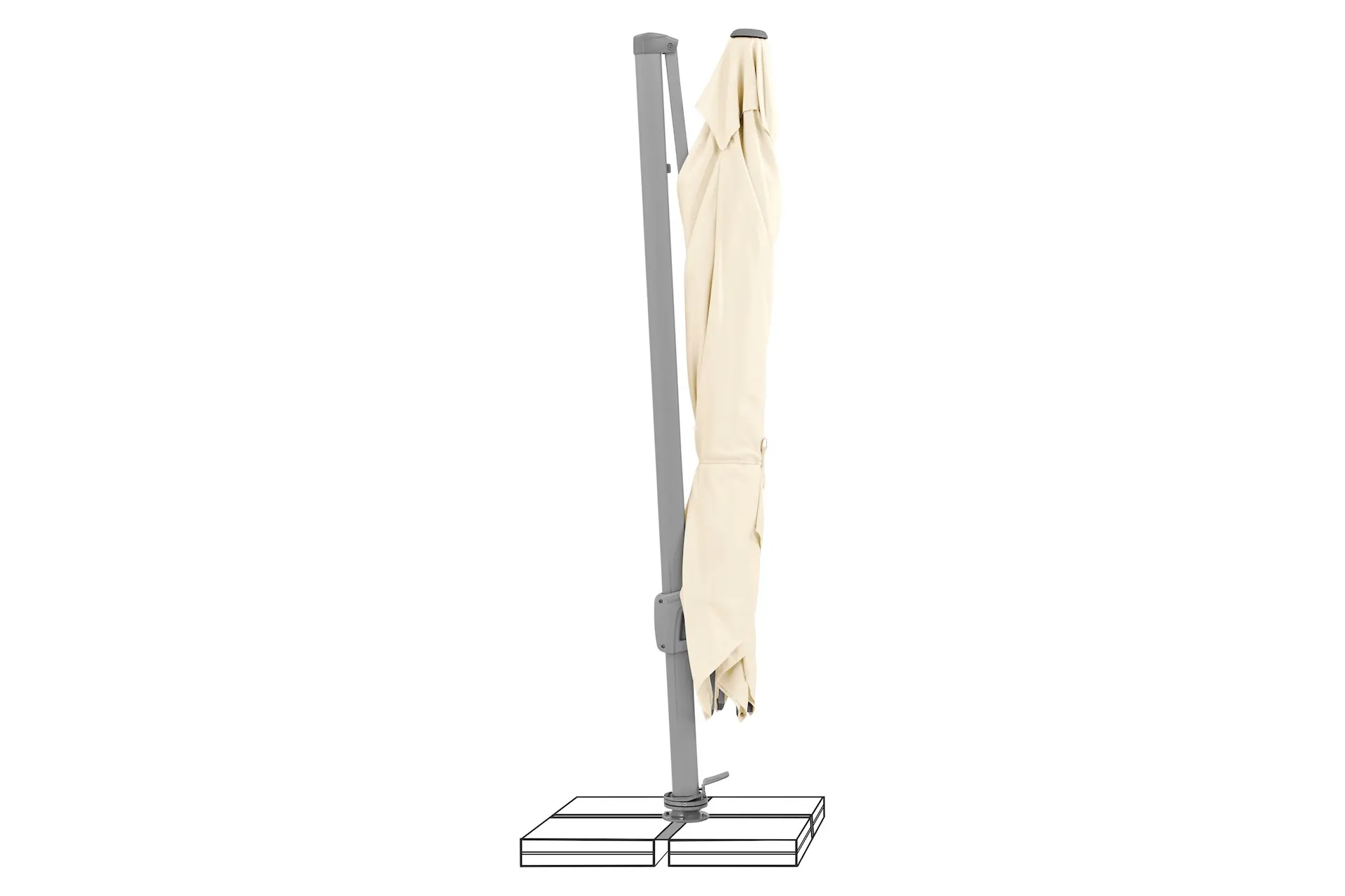 Parasol déporté aluminium Sunflex 040 Écru plié