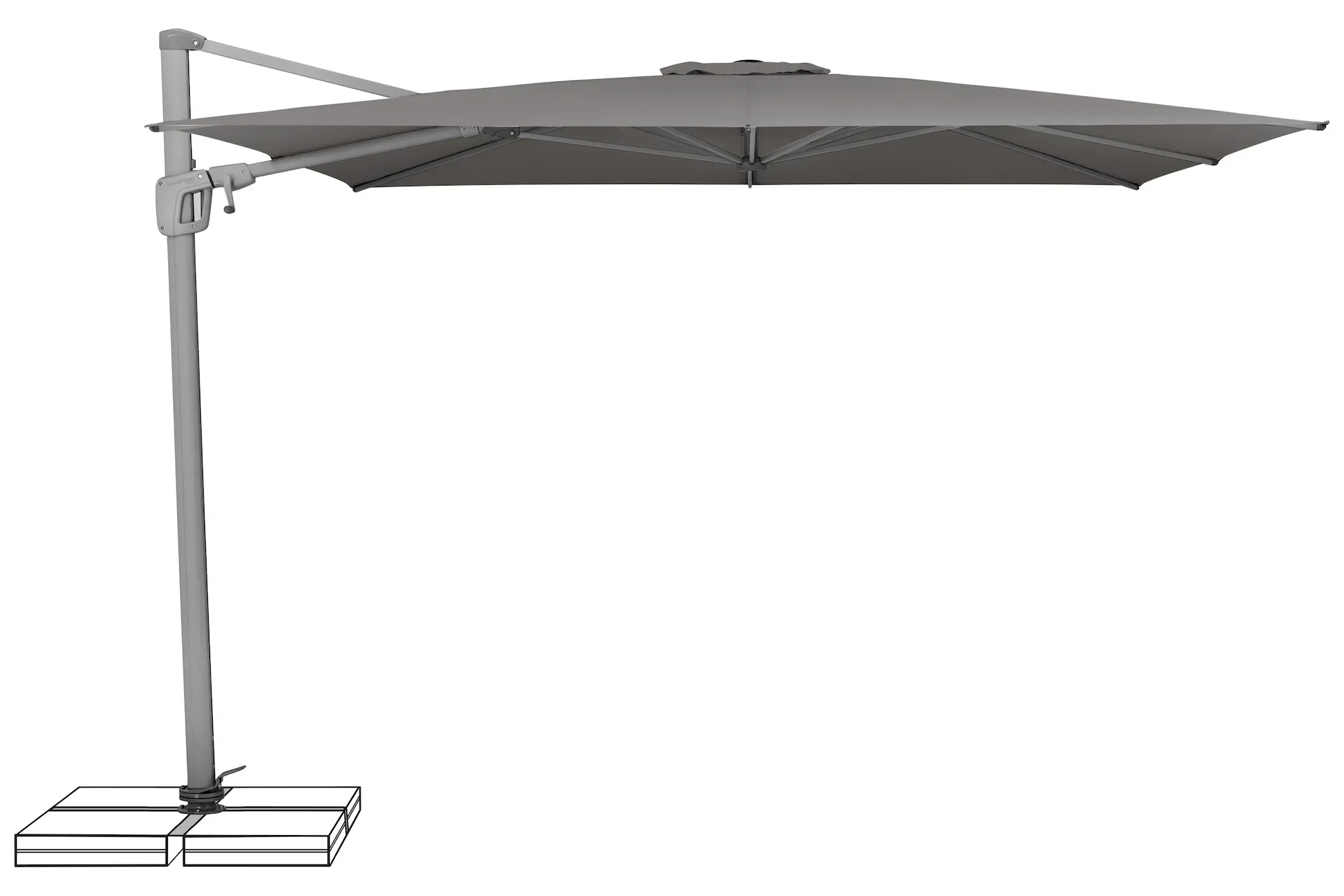 Parasol déporté aluminium Sunflex 057 Stone Grey ouvert