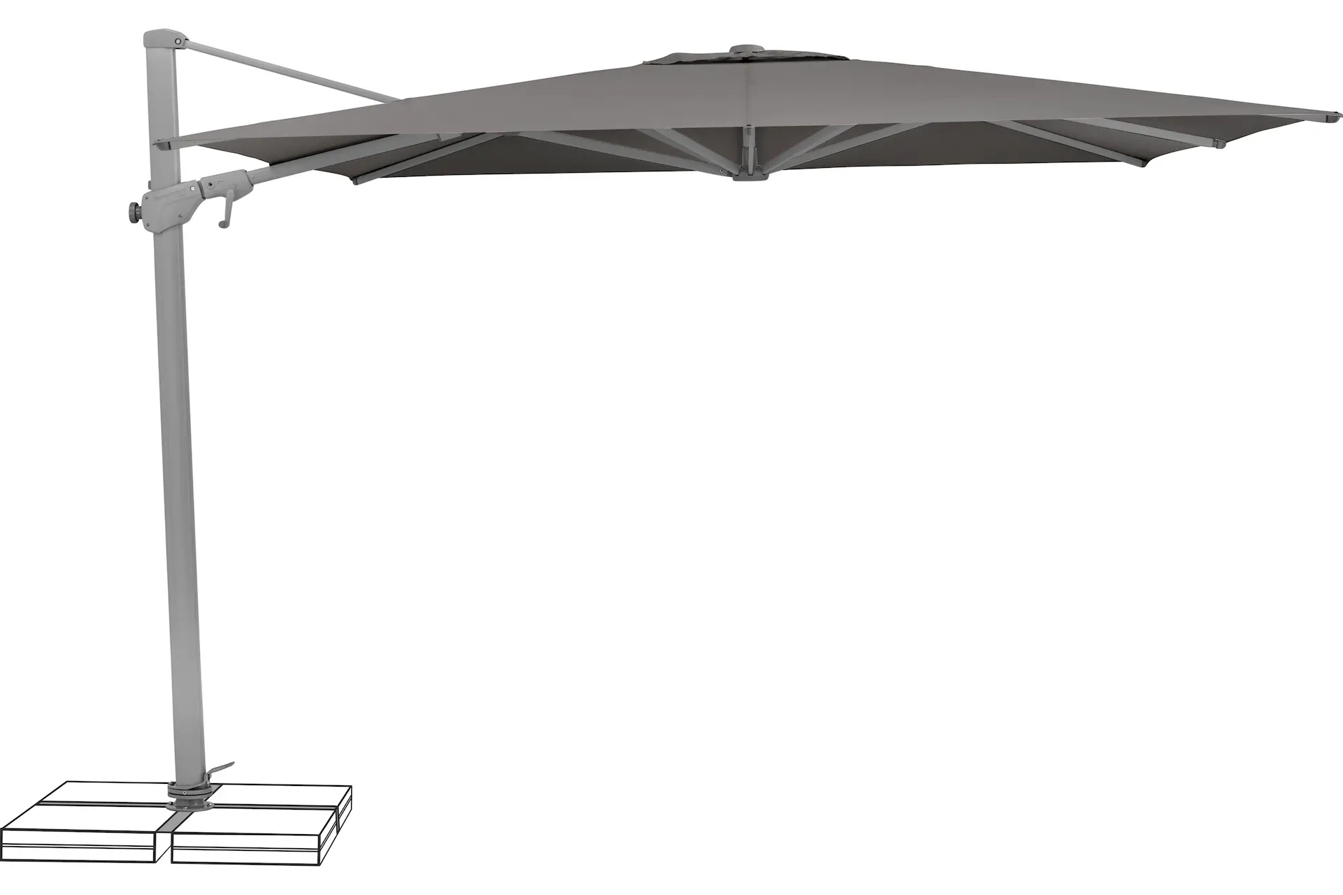 Parasol déporté inclinable latéralement Suncomfort Varioflex coloris gris anthracite (stone grey 057).