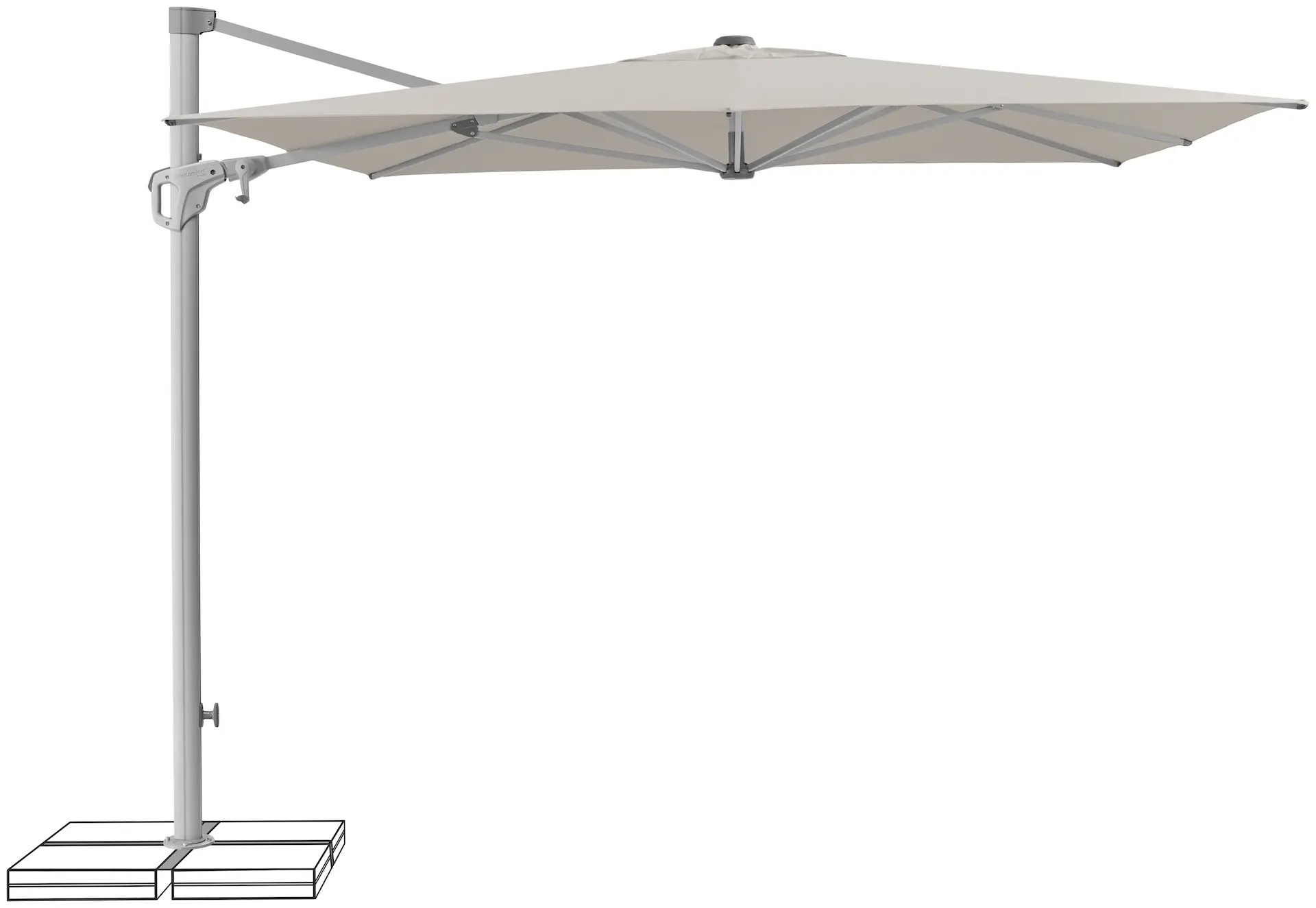 Parasol déporté inclinable Suncomfort by Glatz Familyflex coloris Light Grey 013.