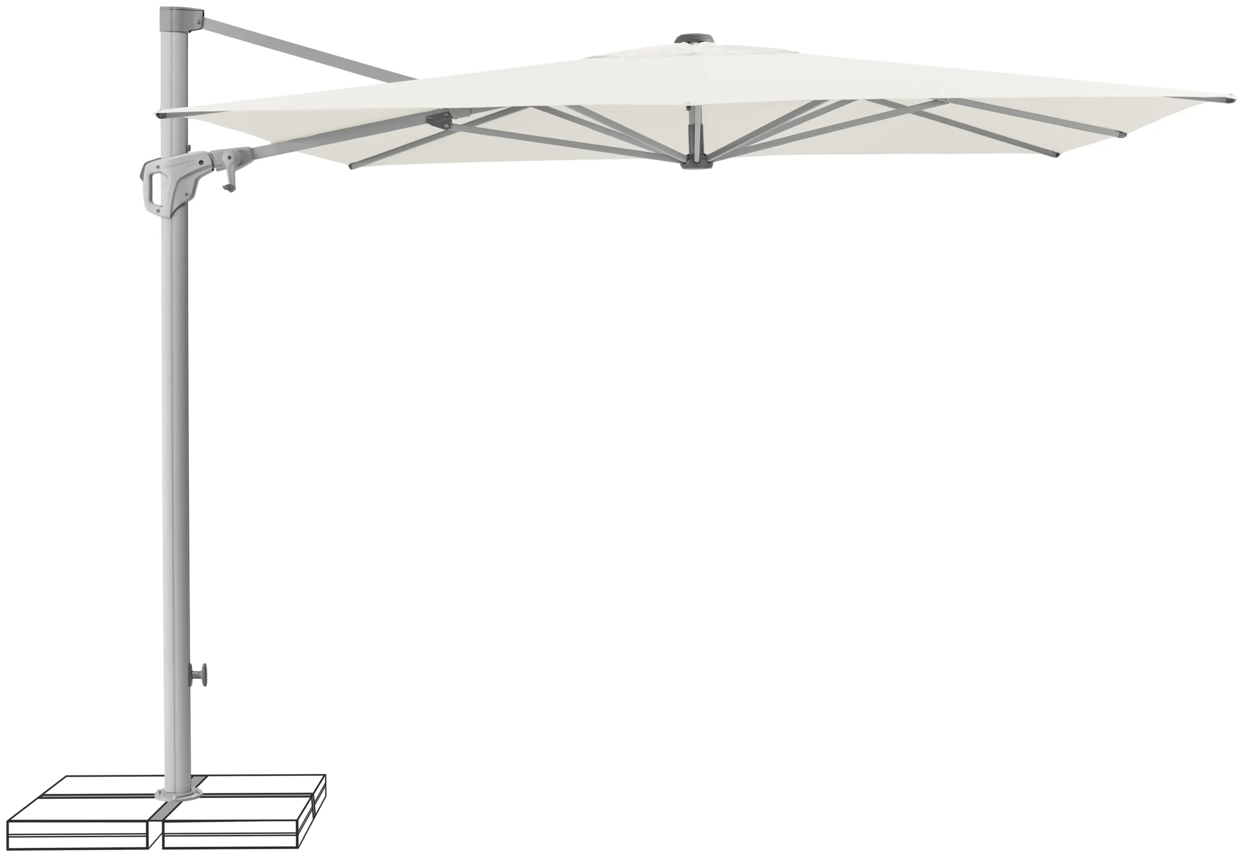 Parasol déporté inclinable Suncomfort by Glatz Familyflex coloris Sand White 050.