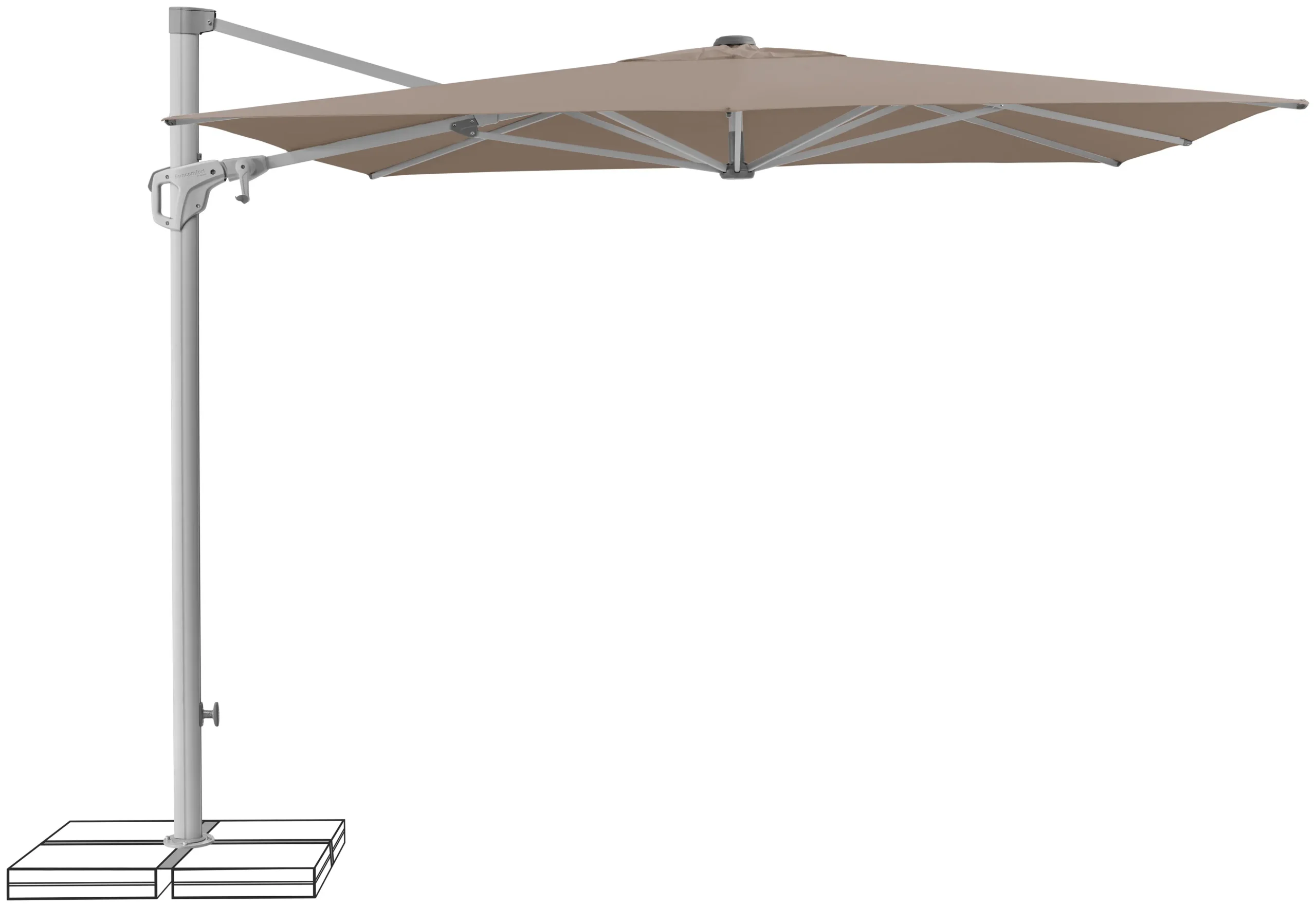Parasol déporté inclinable Suncomfort by Glatz Familyflex coloris Light Taupe 053.