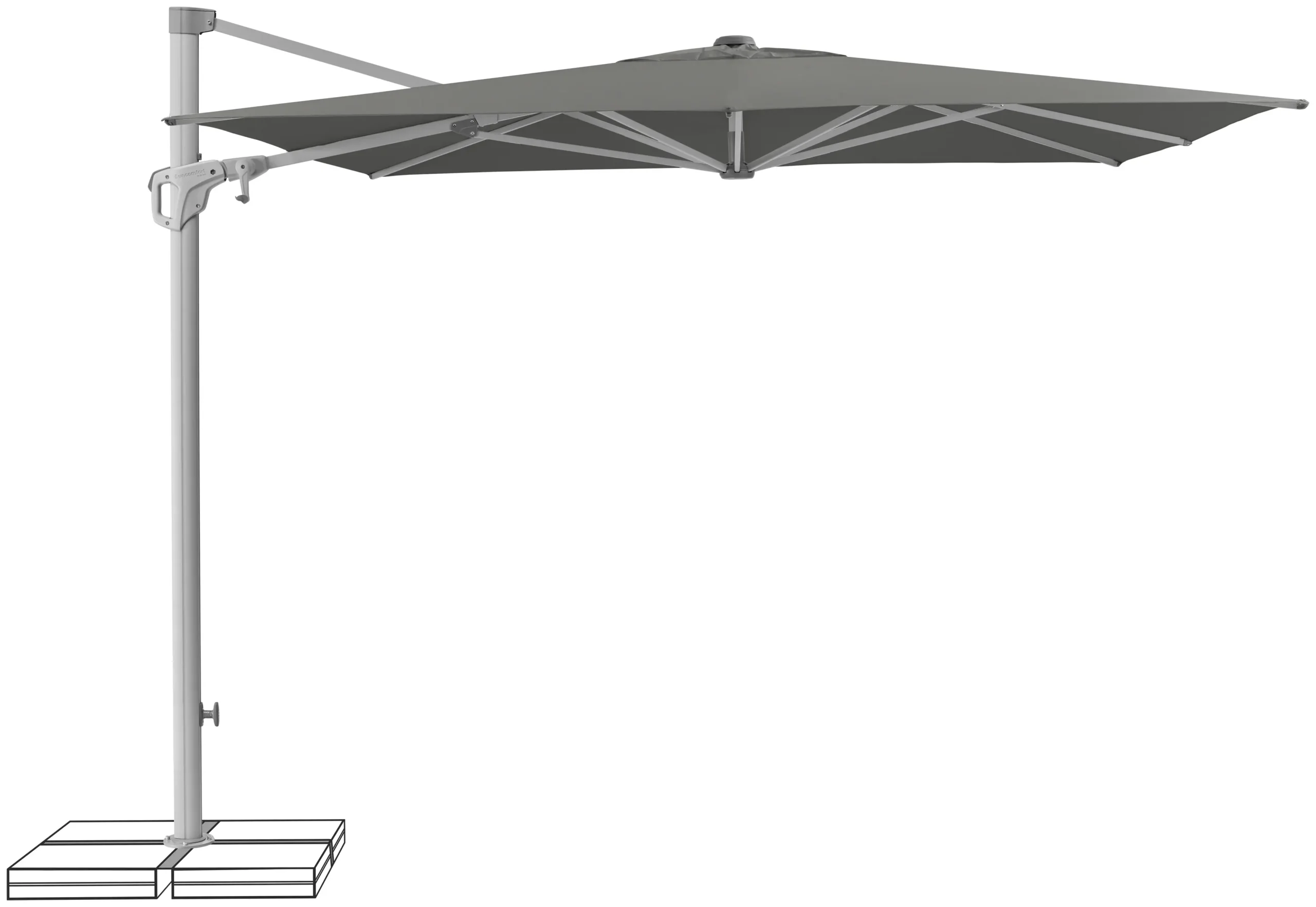 Parasol déporté inclinable Suncomfort by Glatz Familyflex coloris Stone Grey 057.