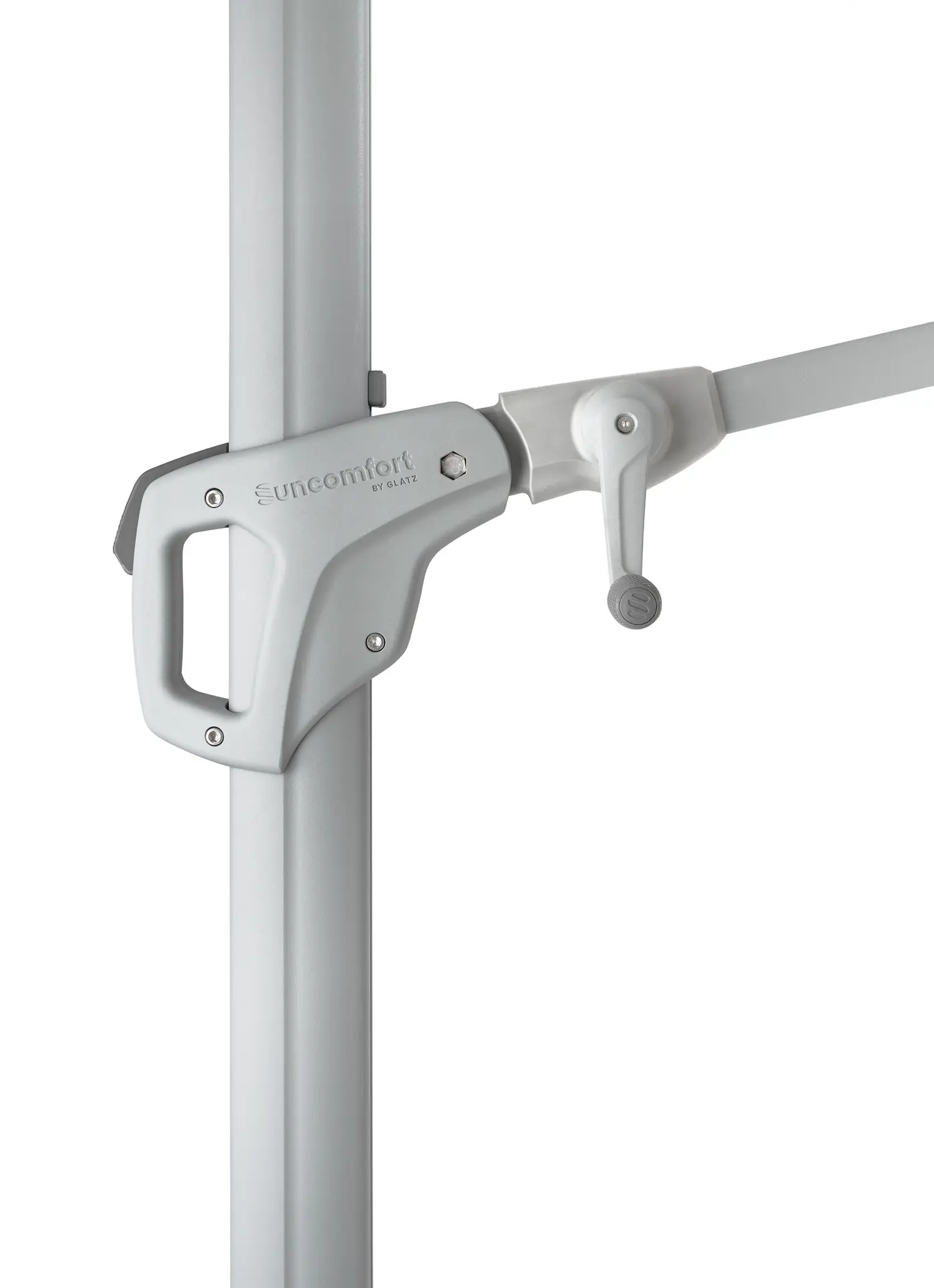 Manivelle d'ouverture et coulisseau d'inclinaison du parasol déporté Familyflex 050.