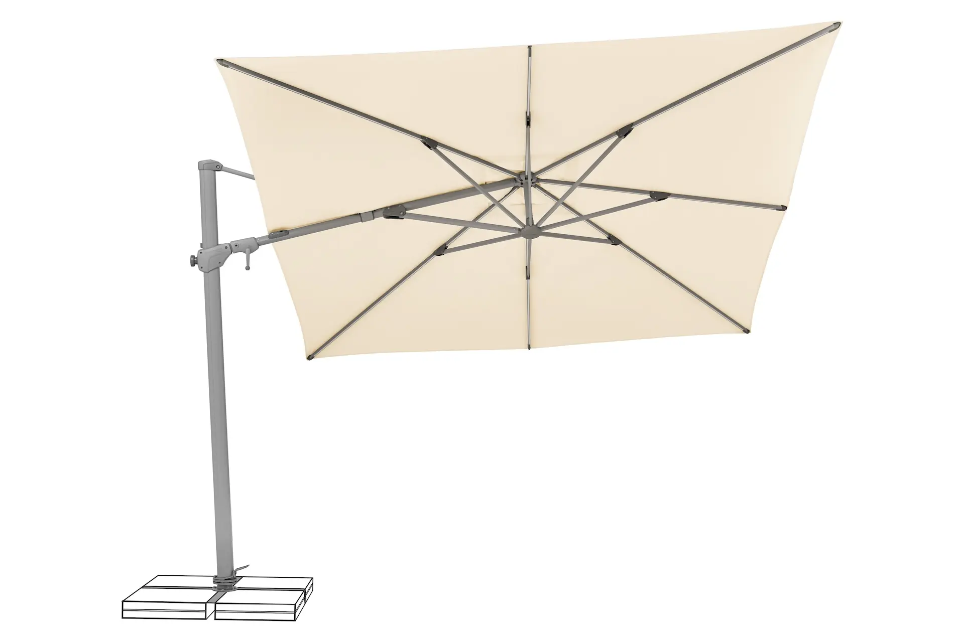 Parasol déporté Varioflex inclinable à gauche, coloris écru 040, Suncomfort by Glatz.