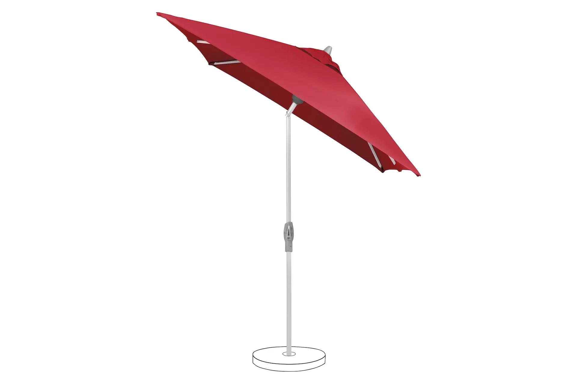Parasol de terrasse inclinable rouge Red Aurora 064 modèle Shell Turn Suncomfort.