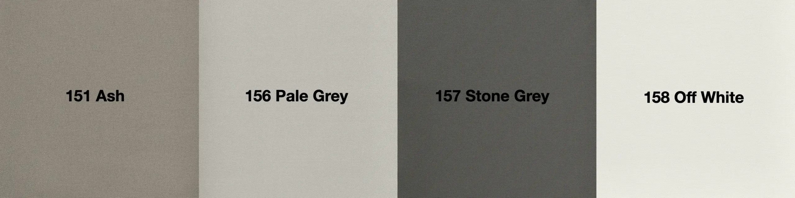 Nuancier couleurs tissus Glatz Catégorie 2 : Ash, Pale Grey, Stone Grey, Off White