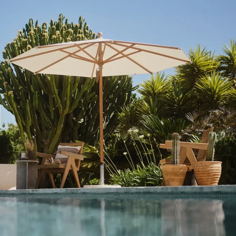 Parasol en bois Glatz PIAZZA visuel officiel terrasse jardin 2026